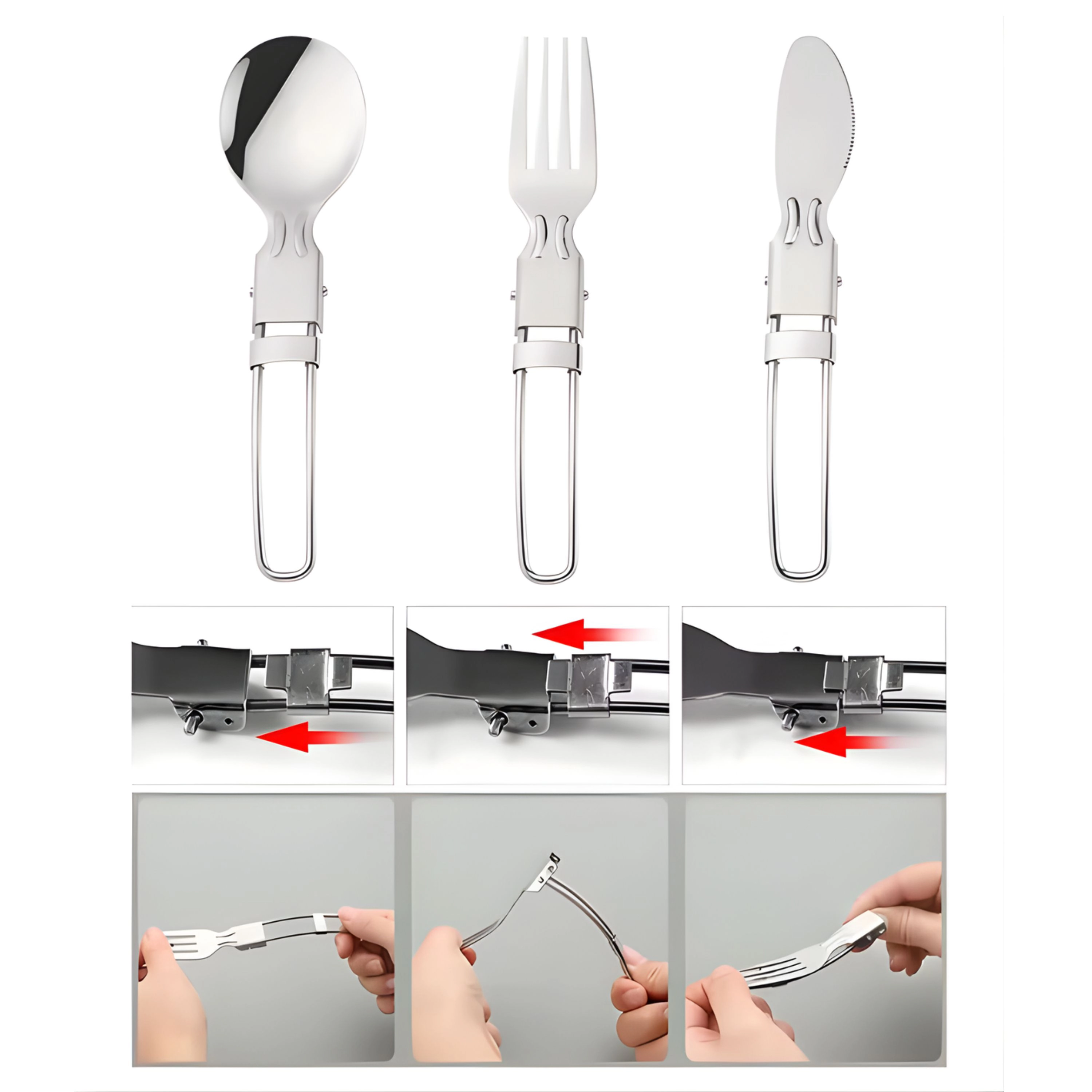Kitcheniva Folding Spoon, Fork & Knife Portable Cutlery Set For Camping