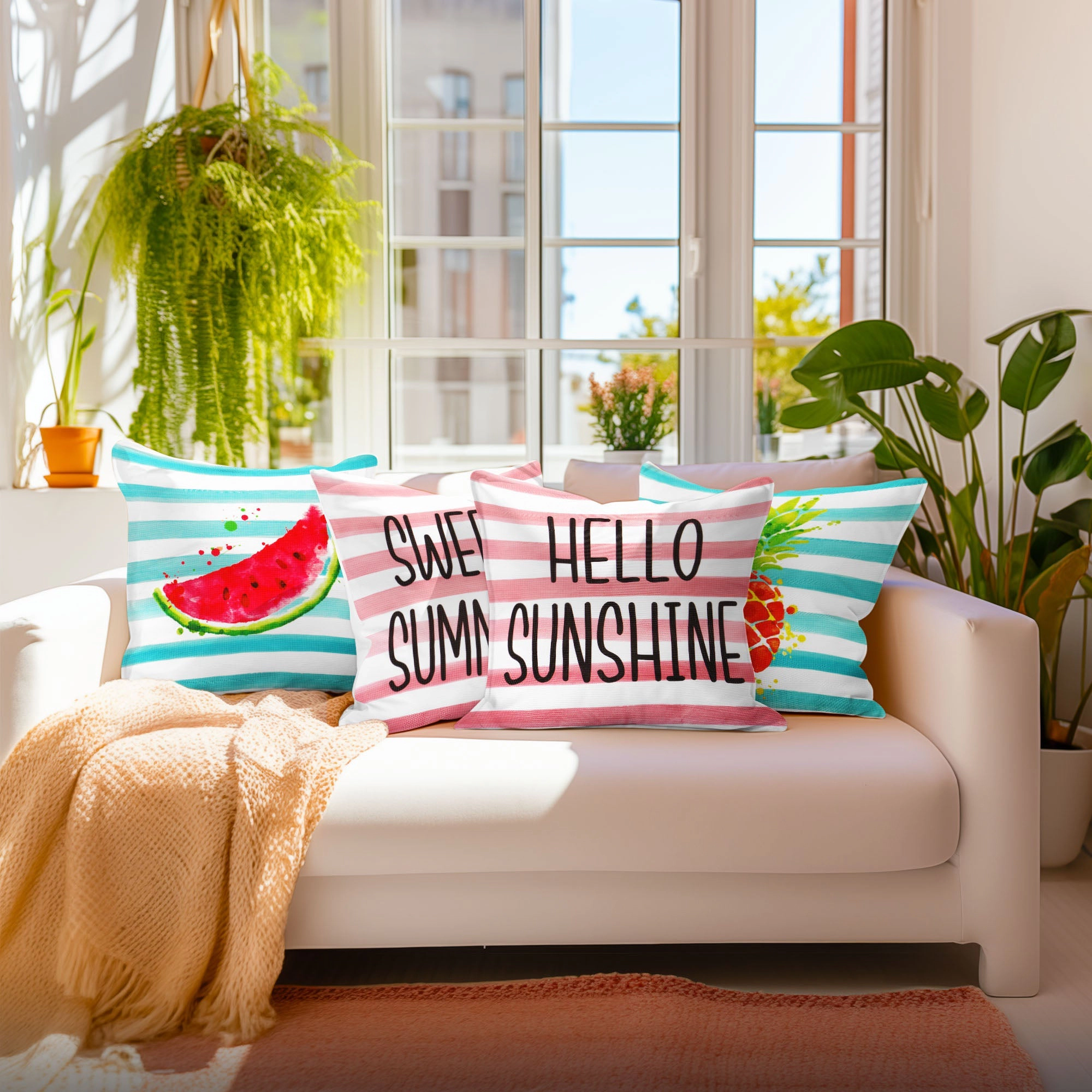 G128 Summer Pineapple Watermelon Decorative Throw Pillow Covers