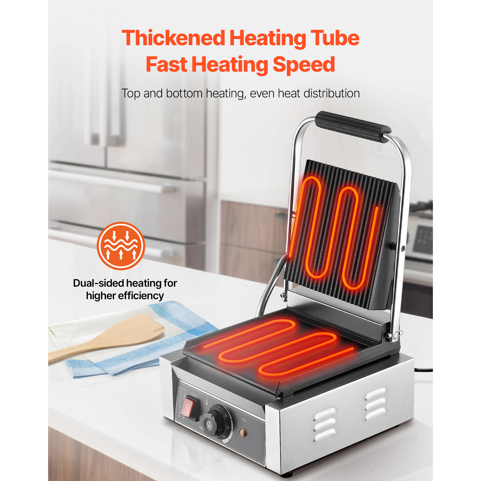 HONGGE Commercial Panini Grill, Electric Sandwich Panini Maker