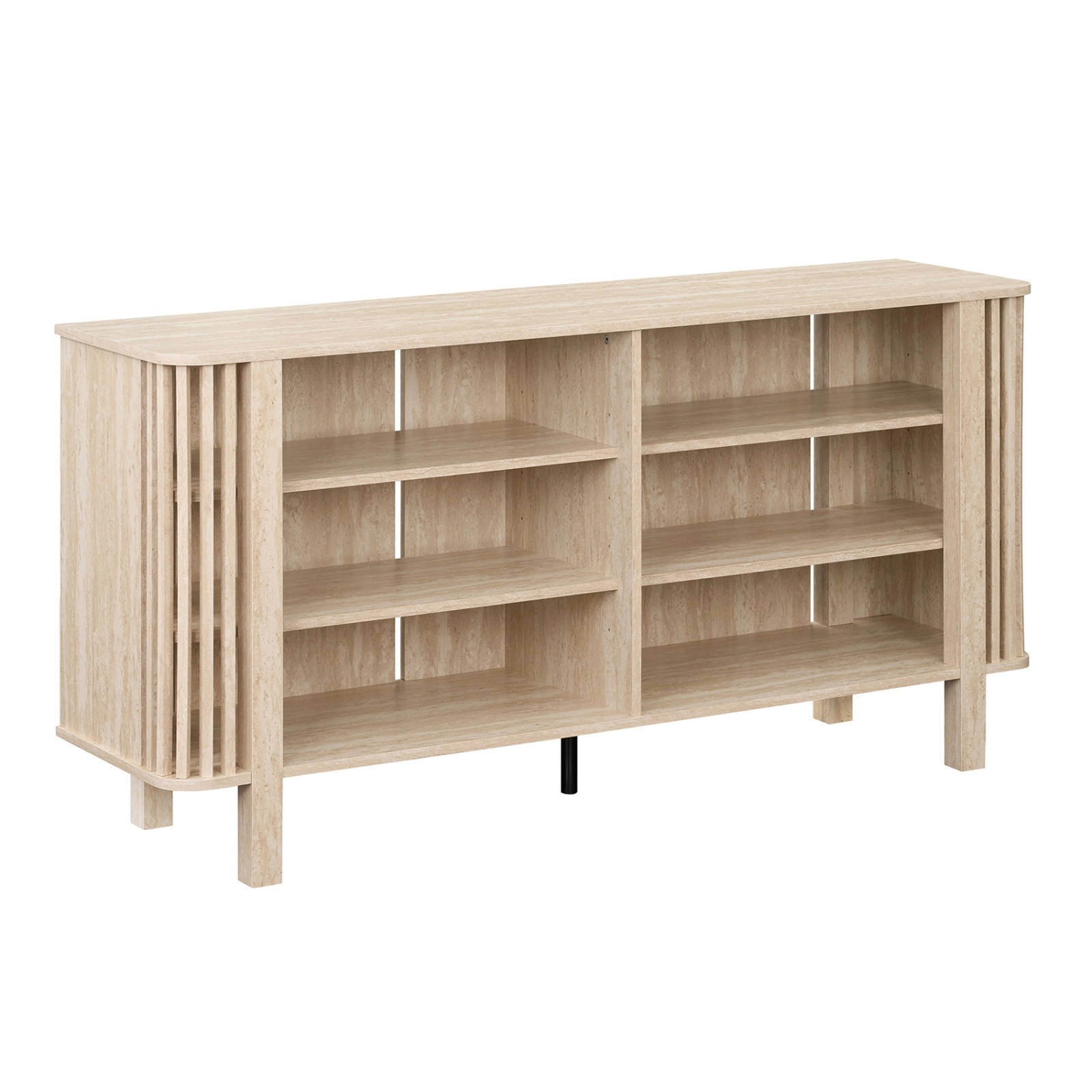SUGIFT 59-In Natural TV Stand for TVs Up to 55 In, 5-Leg Base, Adjustable Shelves