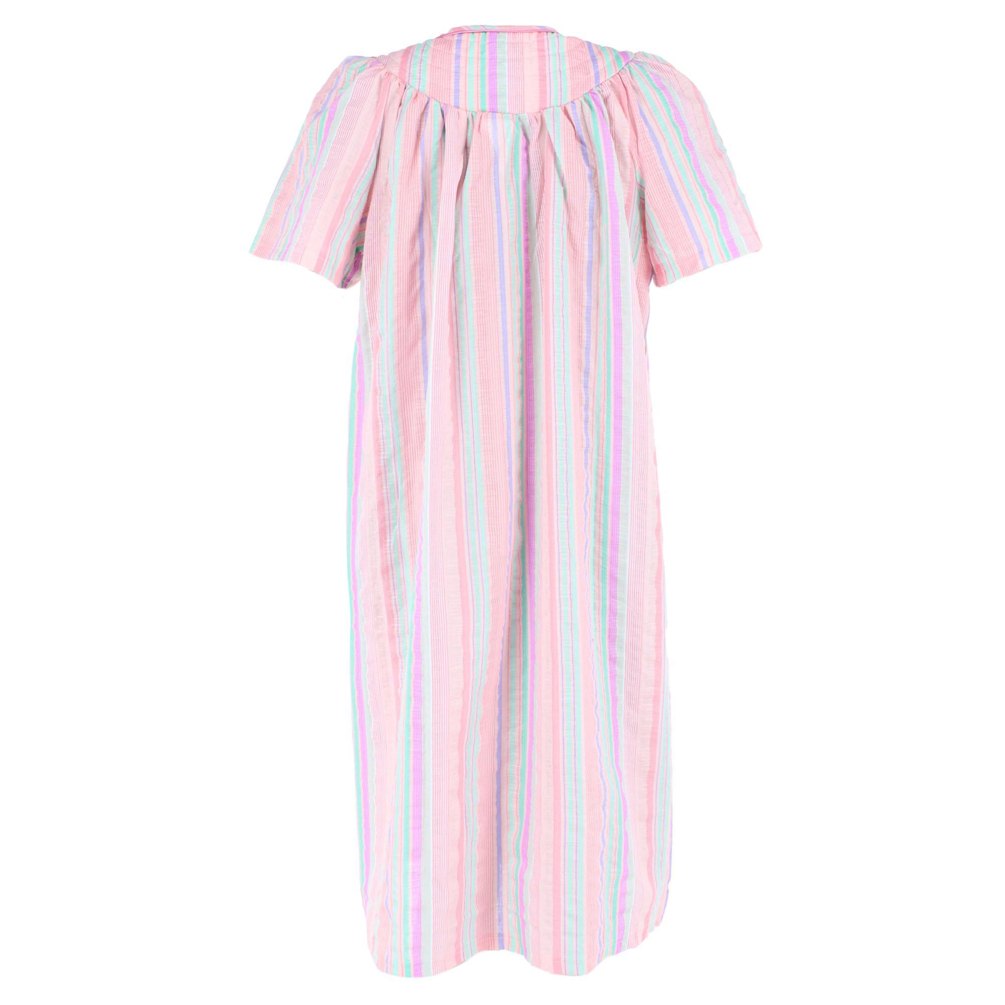 Elegant Emily Women's Woven Plisse Striped Duster Down