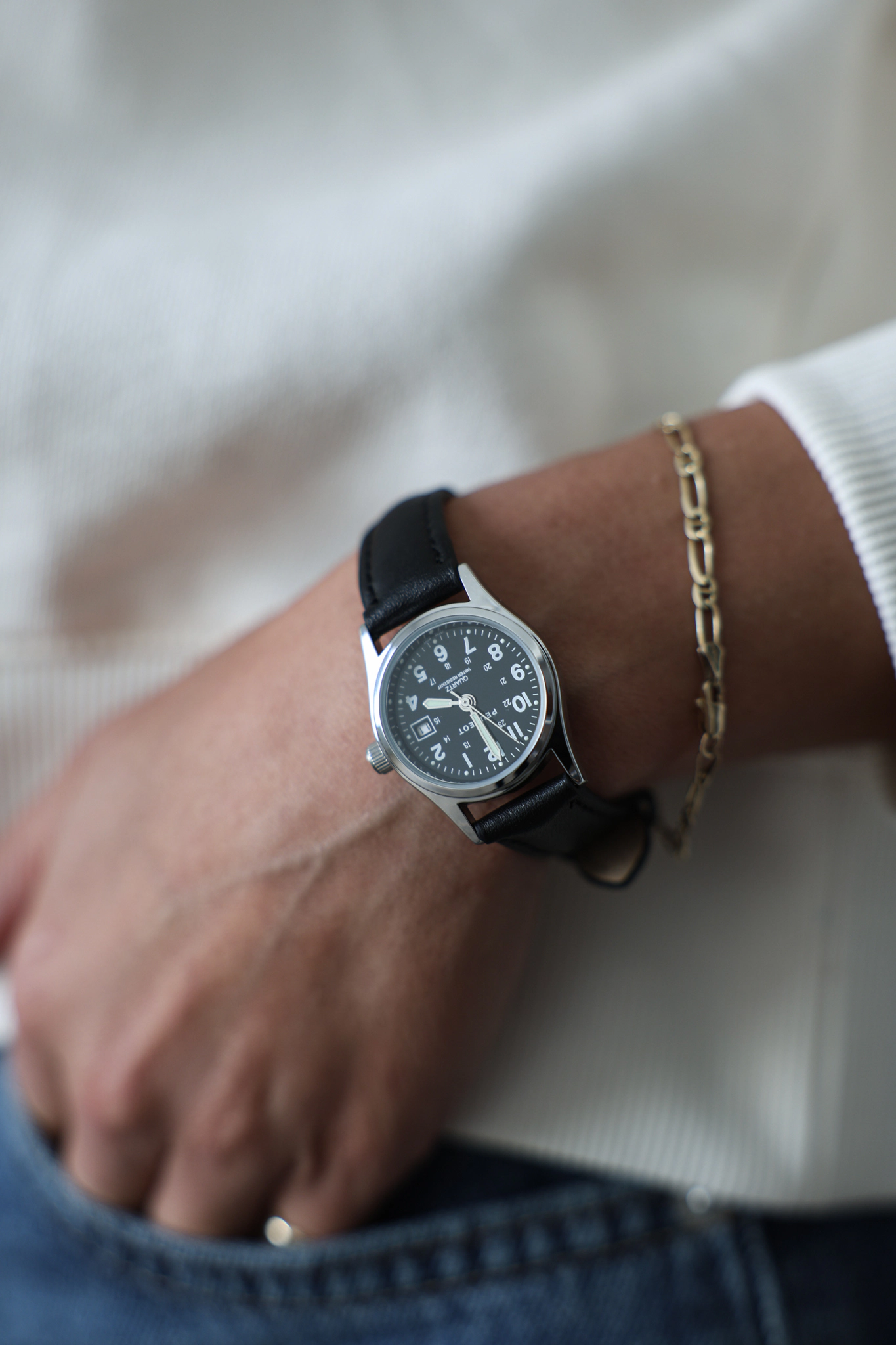 Peugeot Women’s Black Nurses Sport Calendar Wrist Watch with Black Leather Strap