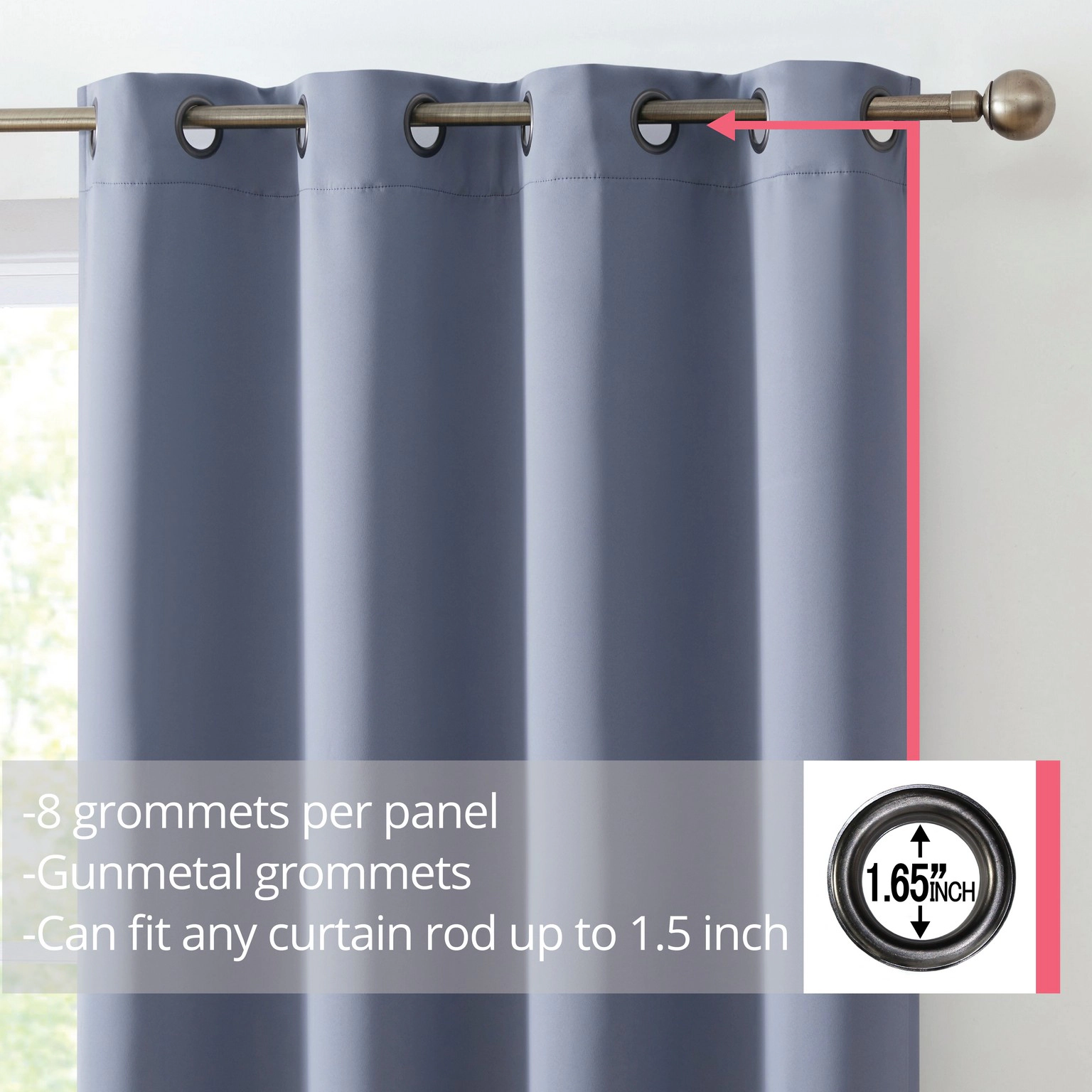 HLC.ME Oxford Thermal Drapes  - Heat Absorbing Blackout Curtains 2 Panels Grommet Top, Set of