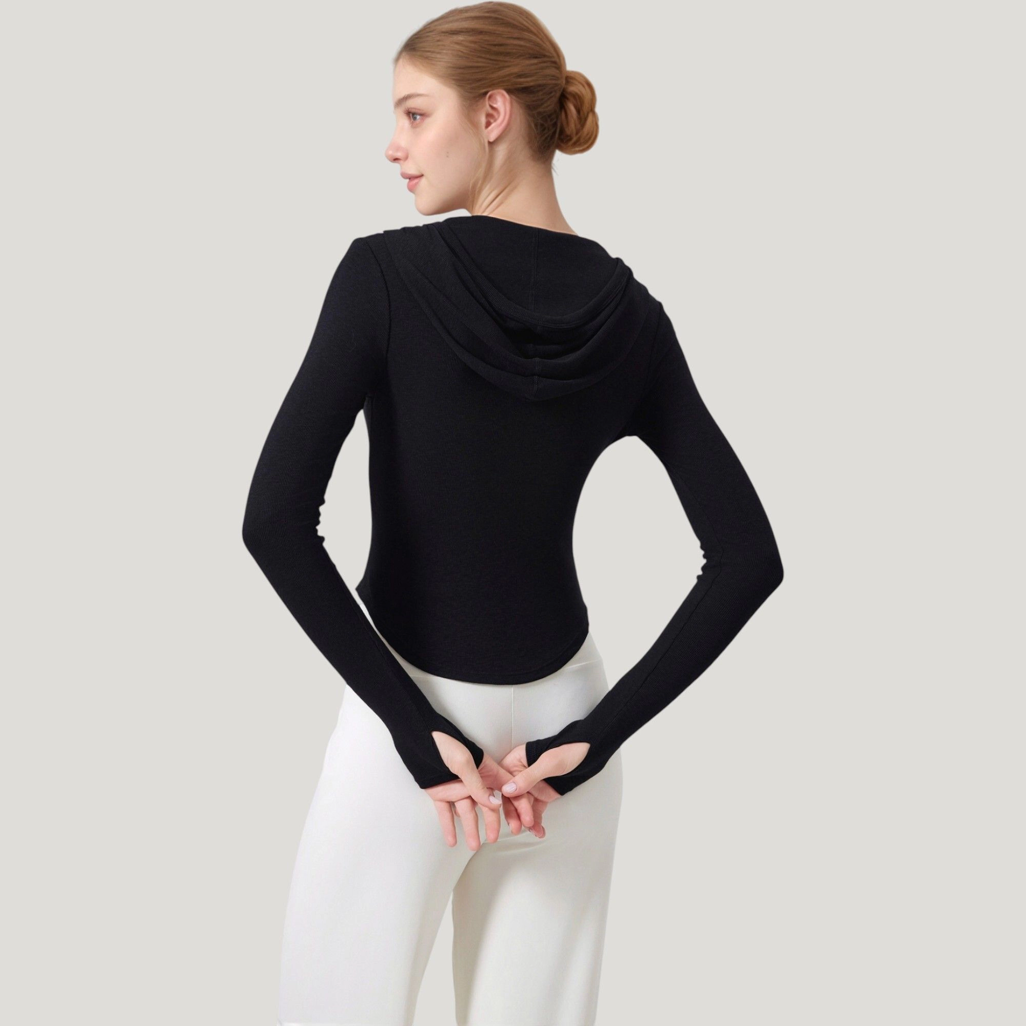 Anna-Kaci Women's Long Sleeve Henley Hoodie Activewear Top with Streamlined Fit and Lightweight Stretch Fabric