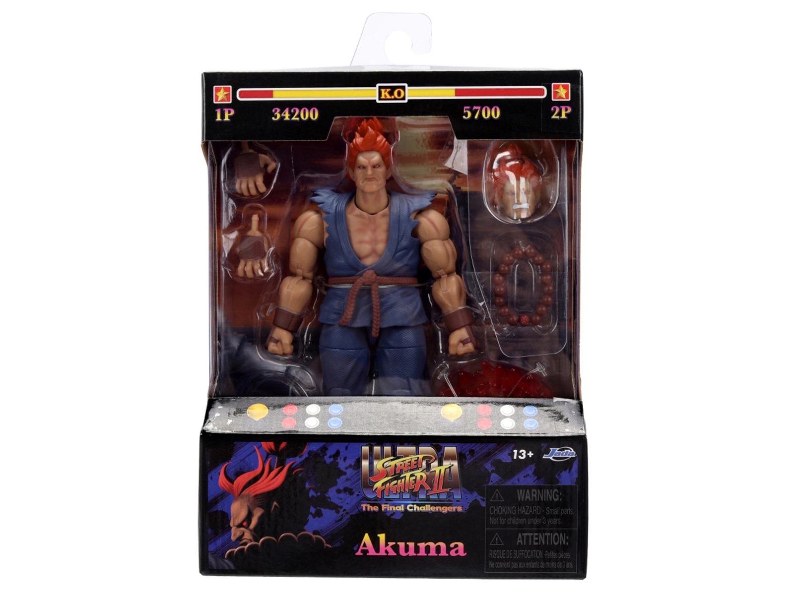 Jada Akuma 6" Moveable Figure With Accessories And Alternate Head And Hands "Ultra Street Fighter Ii: The