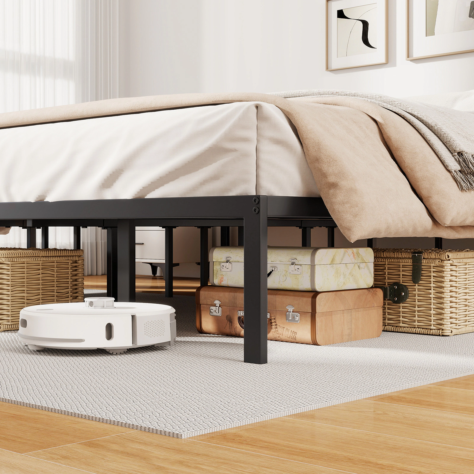 SUGIFT King Metal Platform Bed Frame, Reinforced Steel Slats, 880-lb Capacity, Black