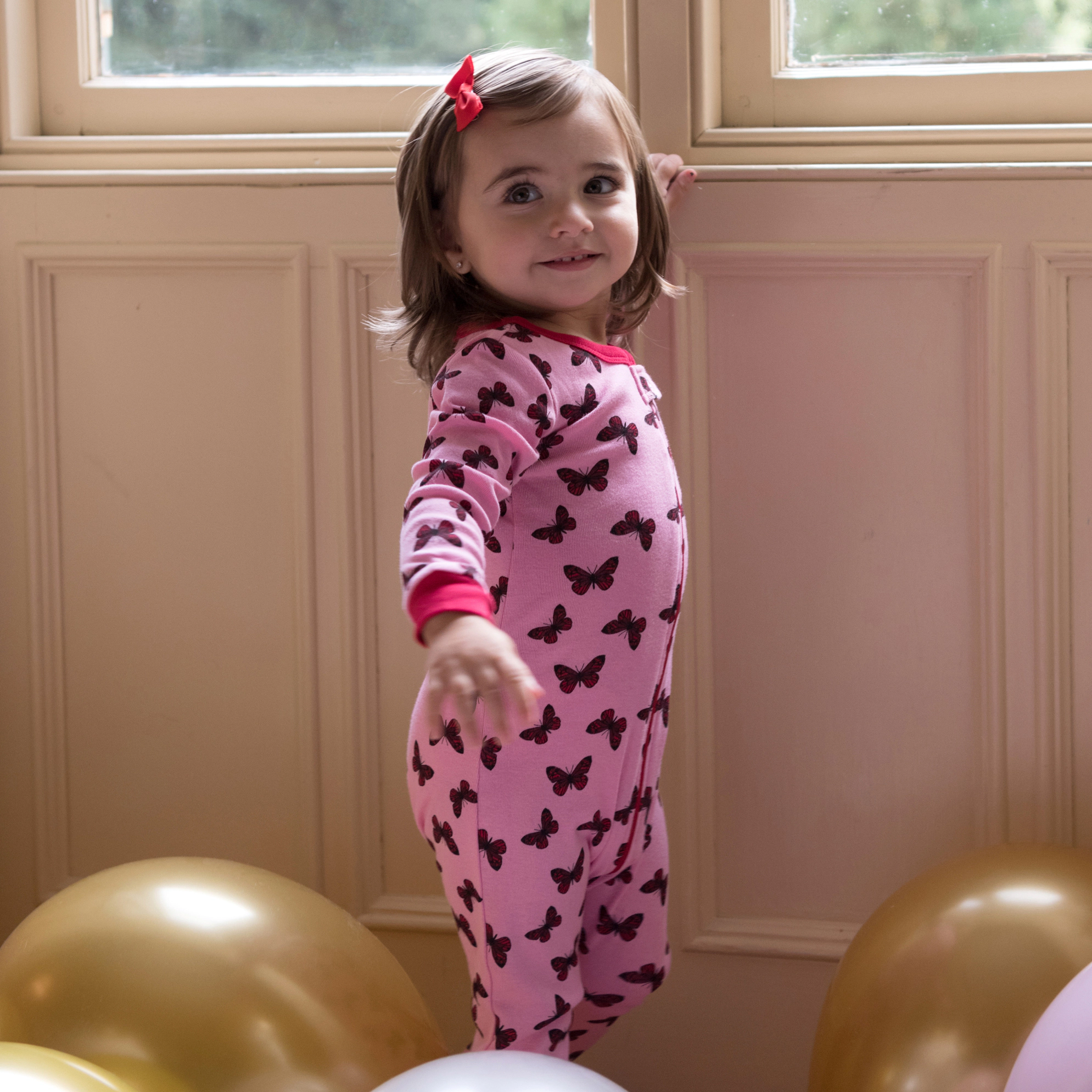 Leveret Baby/Toddler Girls Novelty Print Cotton Footed Pajamas