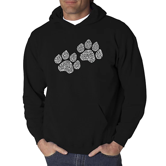 LA Pop Art Woof Paw Prints - Men's Word Art Hooded Sweatshirt