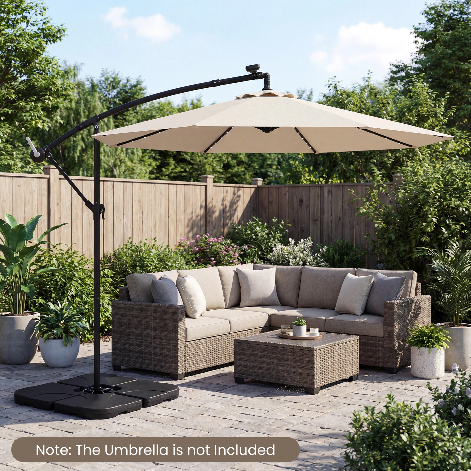 Slickblue 4PC Fillable Patio Umbrella Base Plates for Offset Umbrellas with Interlocking Square Design