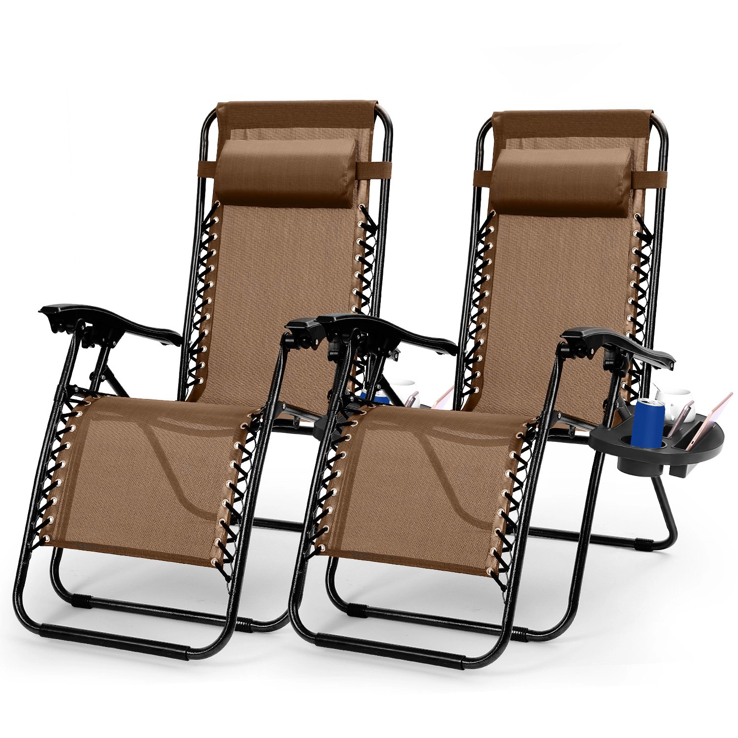 GBruno 2-Pack Zero Gravity Lounge Chair With Side Tray