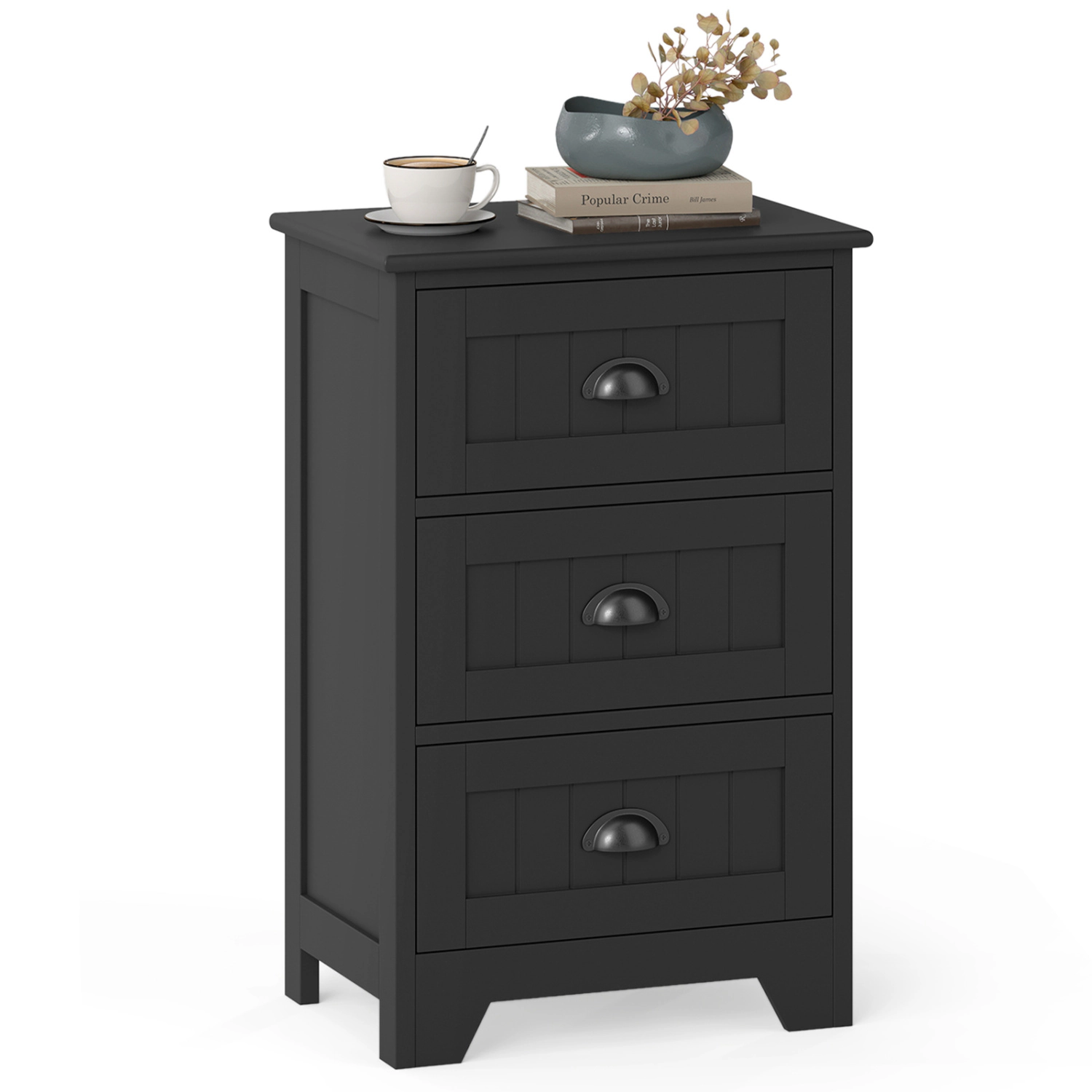 Glintex 3-Drawer Nightstand with 88-Lb Tabletop and Anti-Toppling Device