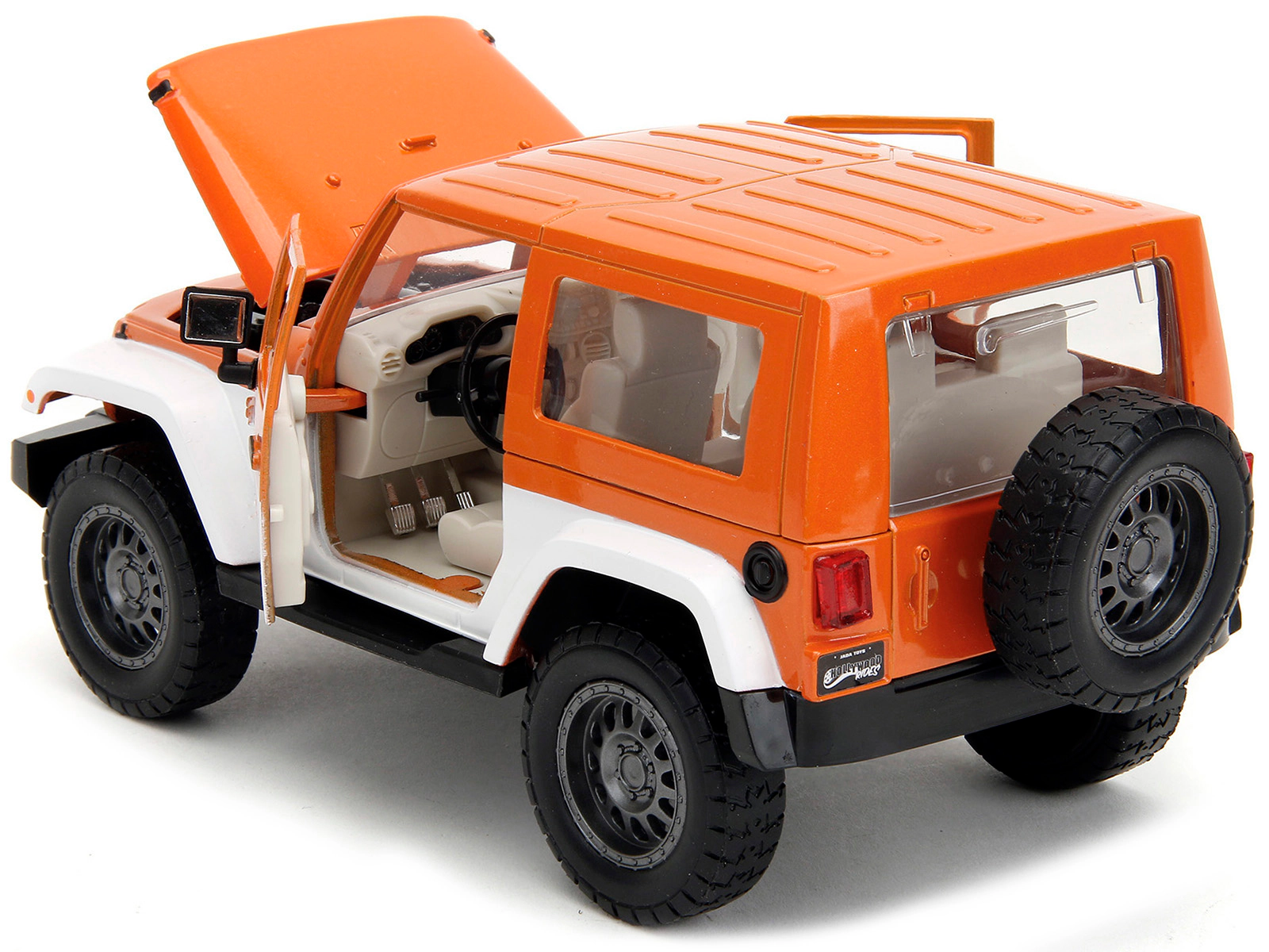 Jada 2007 Jeep Wrangler Orange Metallic and White and Orange M&M Diecast Figure "M&M's" "Hollywood Rides"