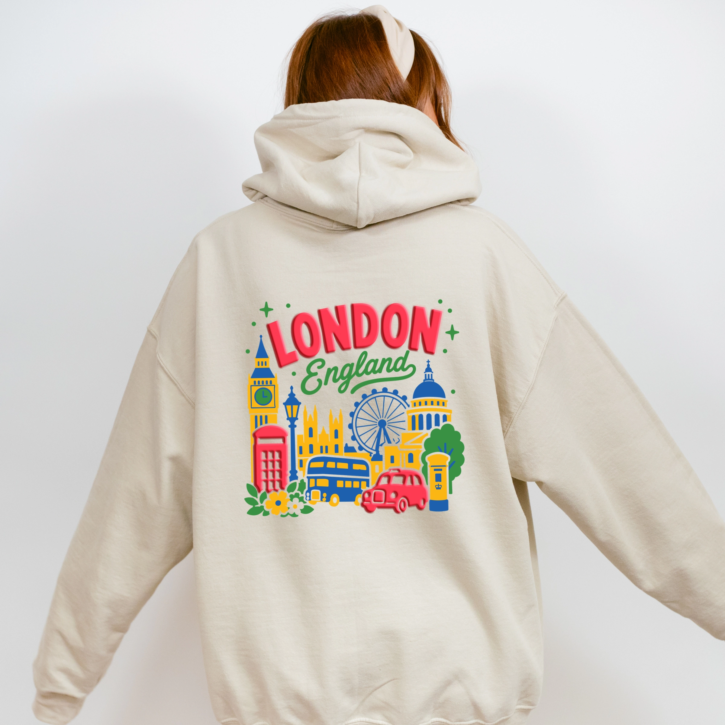Simply Sage Market - Women's Graphic Hoodie London Vibrant Puff Print