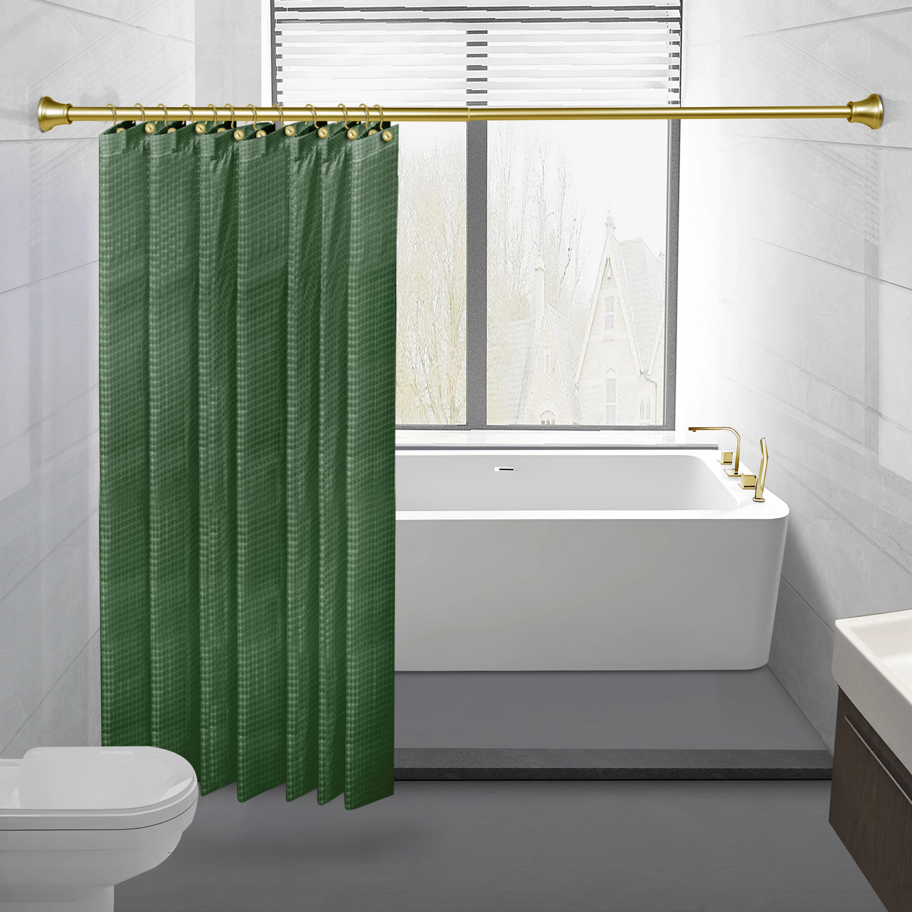 Utopia Alley Adjustable 72-Inch Rust-Proof Aluminum Shower Curtain Tension Rod, No Drill Installation - Extendable