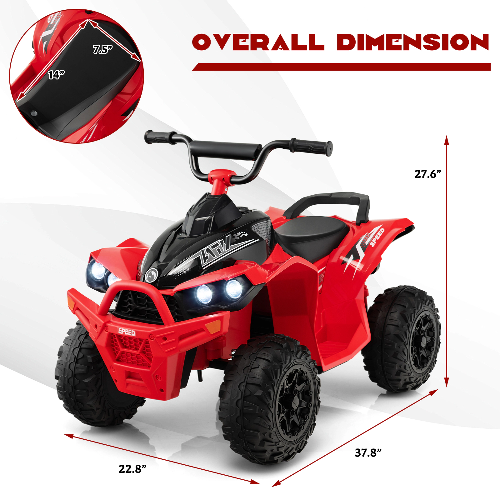SUGIFT 12V Kids Ride On ATV with High/Low Speed Quad 77-lb Capacity Ages 3-8 37.8-in Body Army Green/Pink