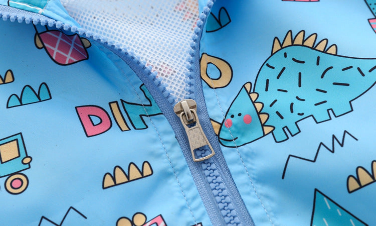 MyKids-USA Baby Boy Cartoon Pattern Zipper Front Design Mesh Cloth Jacket Coat