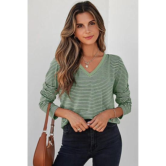 Threaded Pear Women's Capri Stripe Stretchy Long Sleeve Top