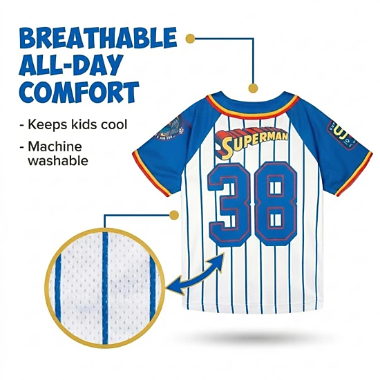 DC Comics Justice League Superman Boys' Athletic Baseball Jersey