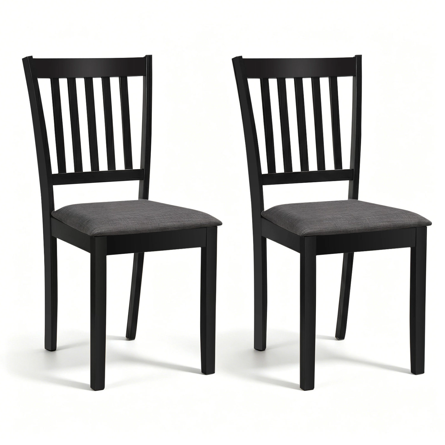 LJG Set of 2 Wooden Dining Chairs Upholstered Kitchen with Rubber Wood Frame