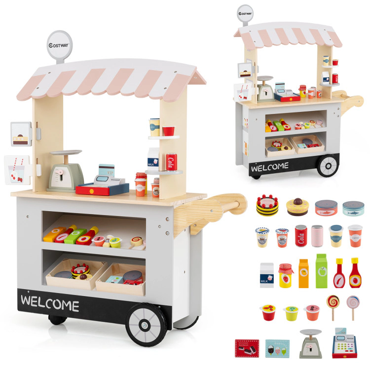 Hivvago Toy Cart Play Set with POS Machine and Lovely Scale