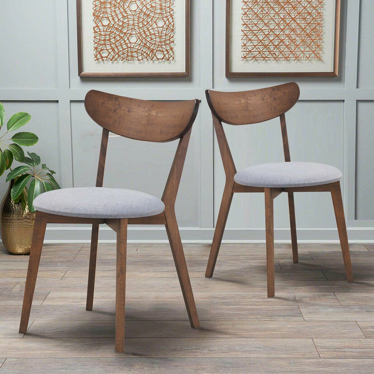 SlickBlue Padded Mid-Century Rubber Wood Side Chair