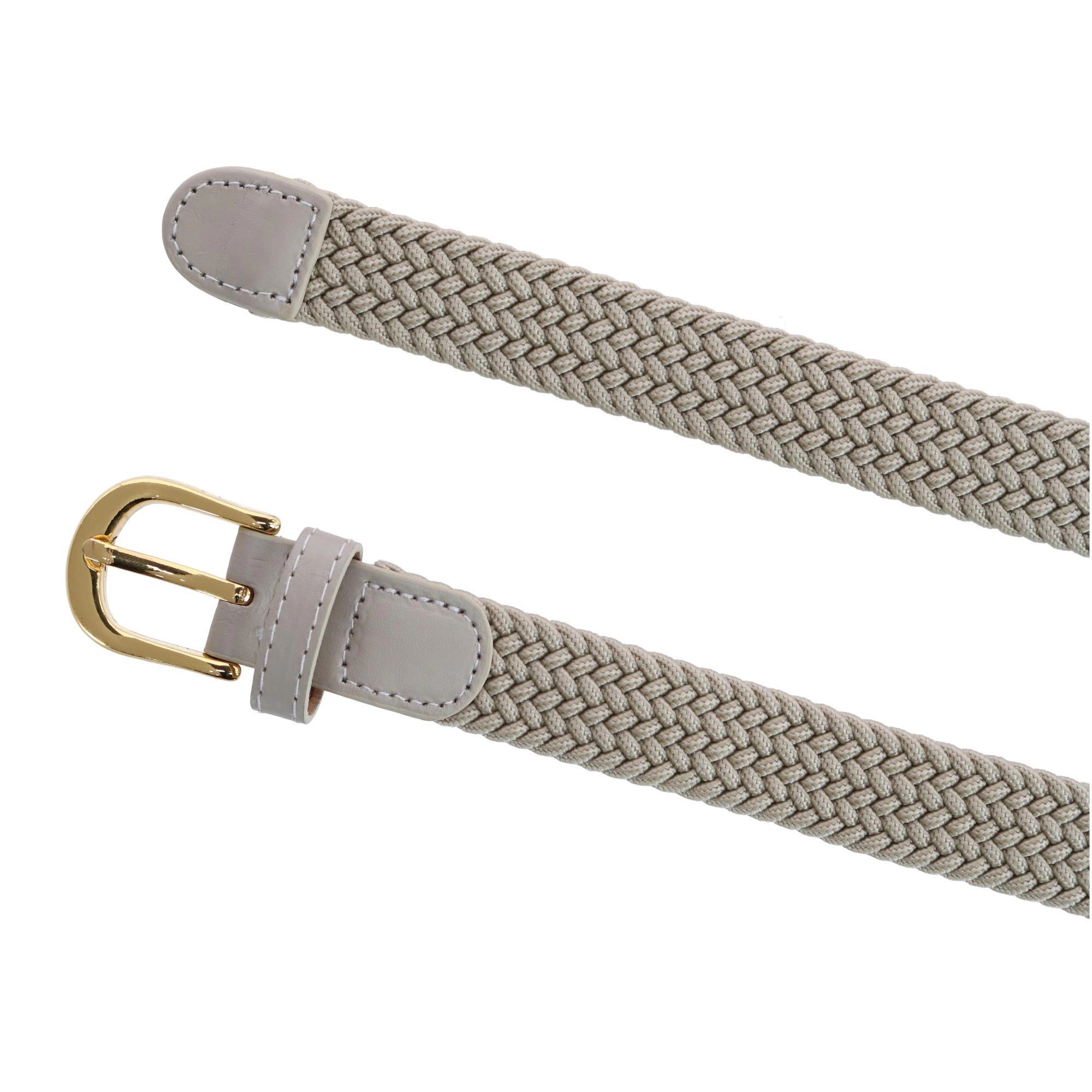CTM Women's Elastic Braided Stretch Belt with Gold Buckle 1 Inch