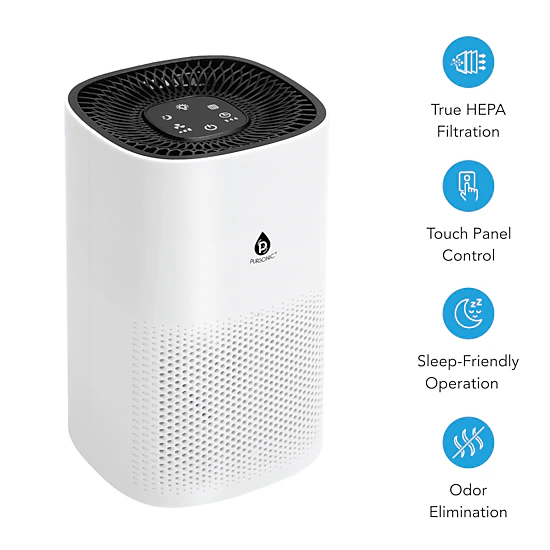 Pursonic Unisex Home Wellness Air Purifier & Aromatherapy Bundle: True HEPA Air Purifier & 6-Pack Essential Oil Blends