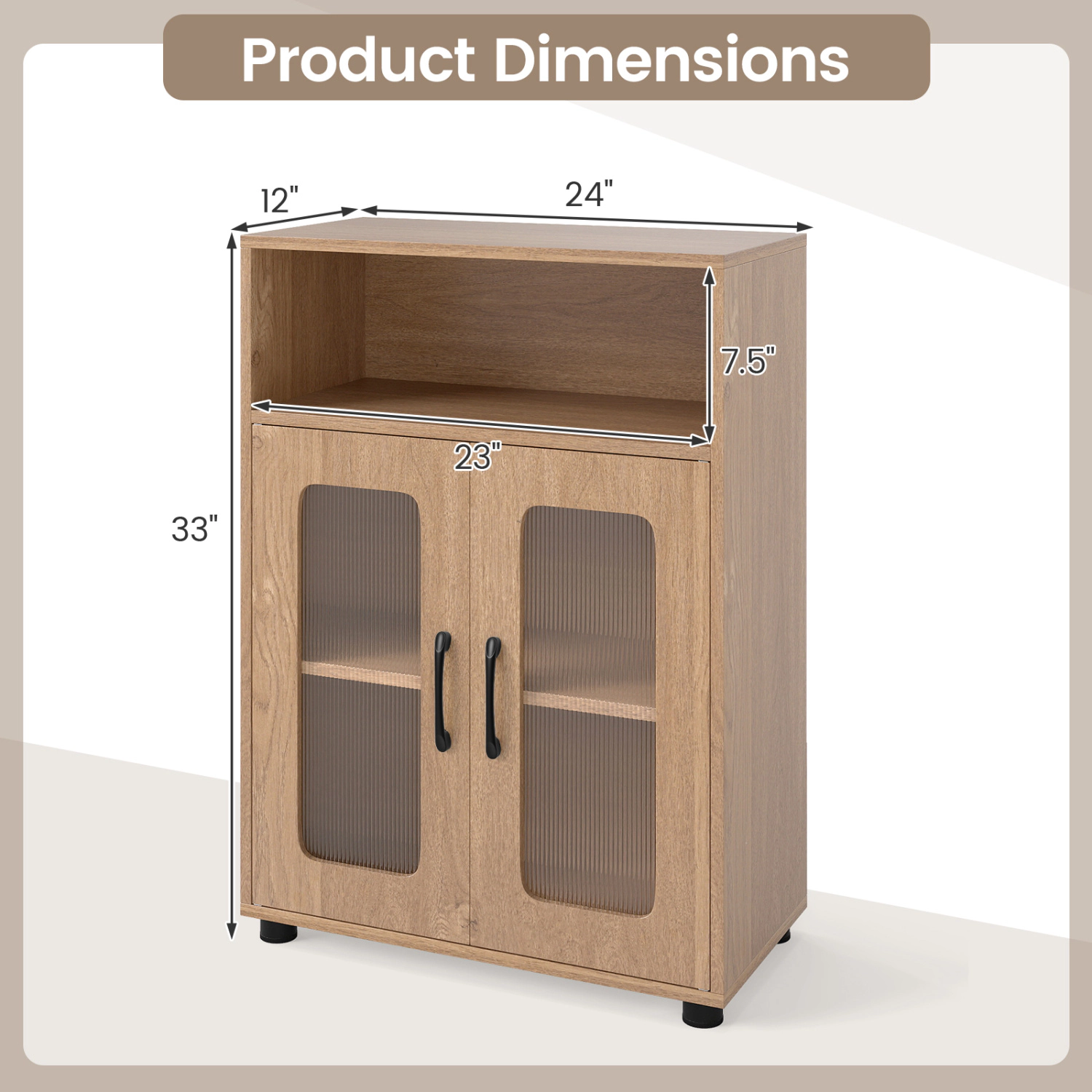 SlickBlue Freestanding Bathroom Cabinet with Double Doors & Open Shelf
