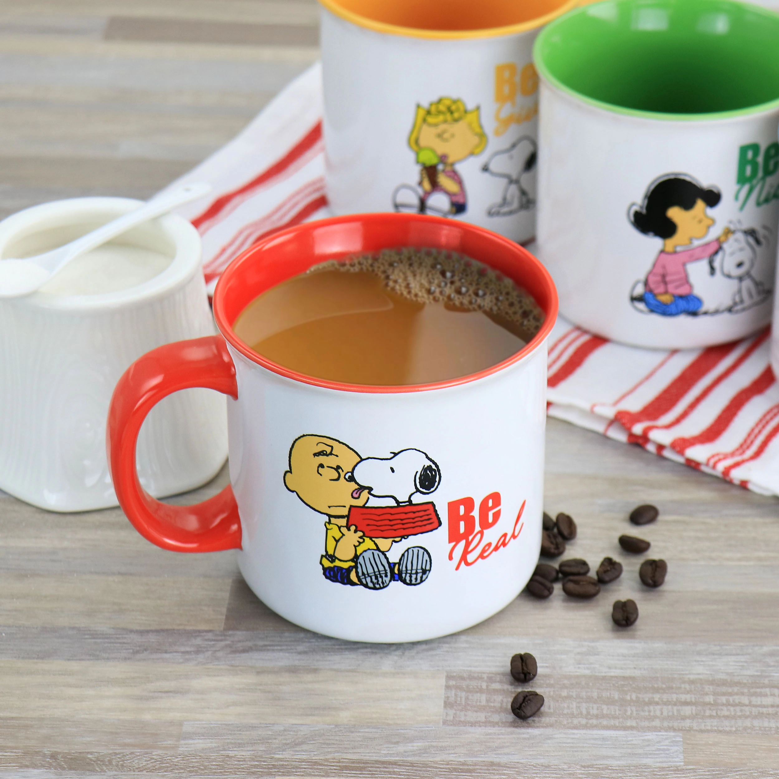 Peanuts Gentle Reminders Stoneware 4 Piece 21oz Mug Set in Assorted Designs