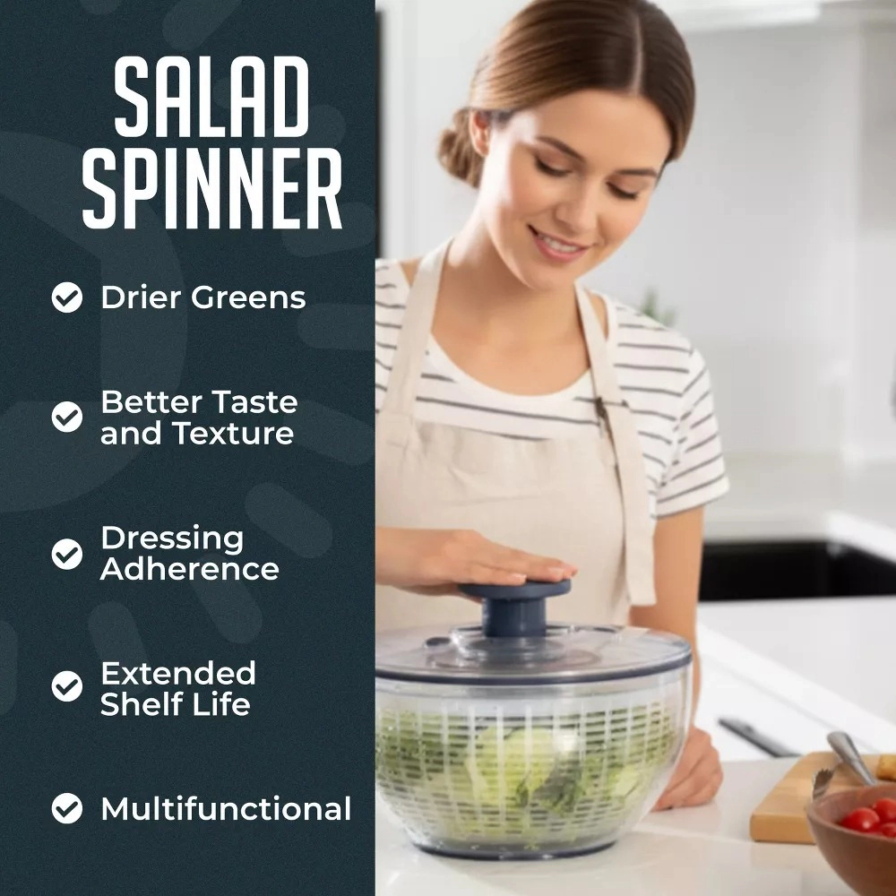 Luminuxe Mixing Bowls & Salad Spinner Set, Stainless Steel Bowls with Lids & 5.3qt Vegetable Spinner w/ Draining System