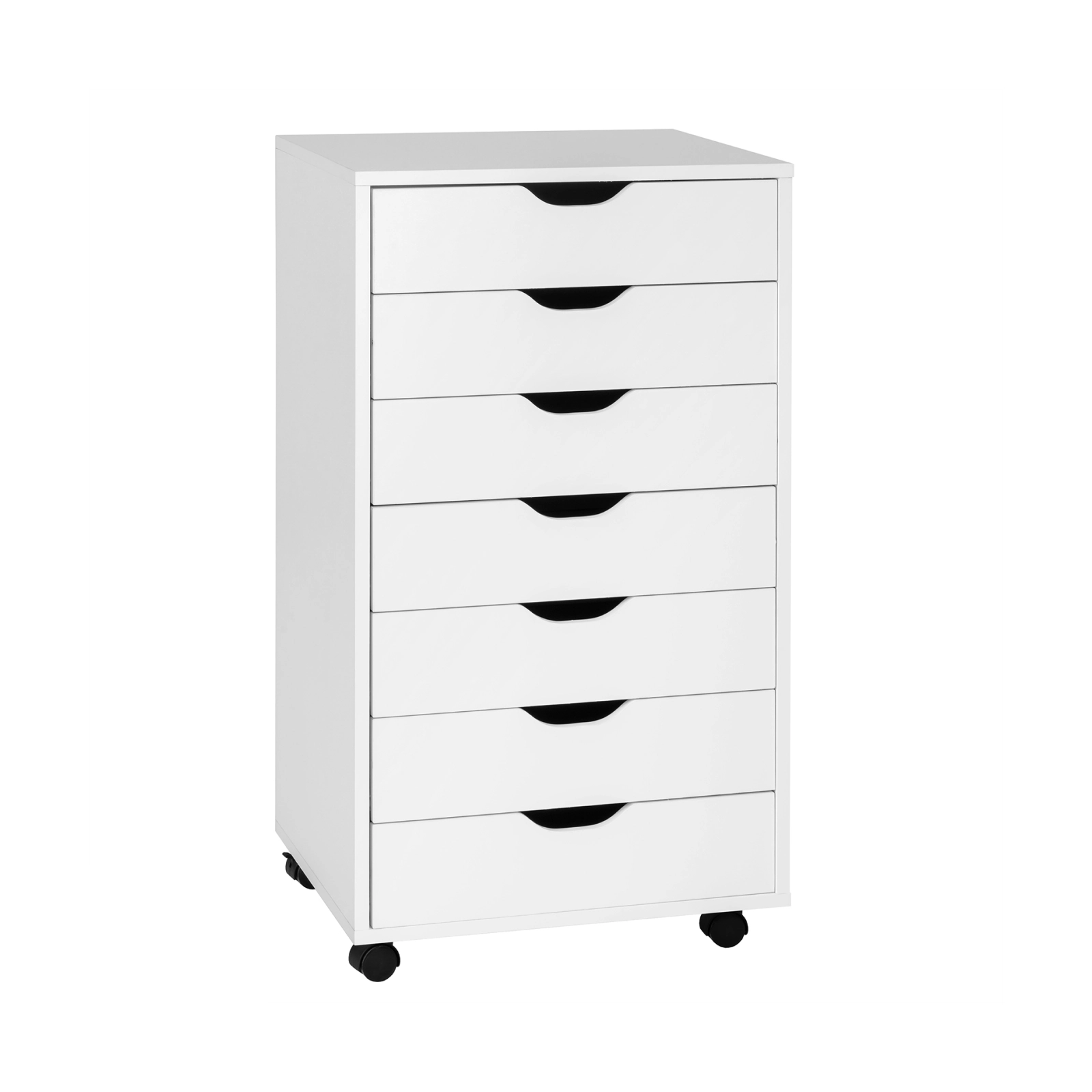 SUGIFT 7-Drawer MDF Engineered Wood Floor Cabinet Storage Dresser with Wheels 120-lb Capacity 19.5-in Wide White