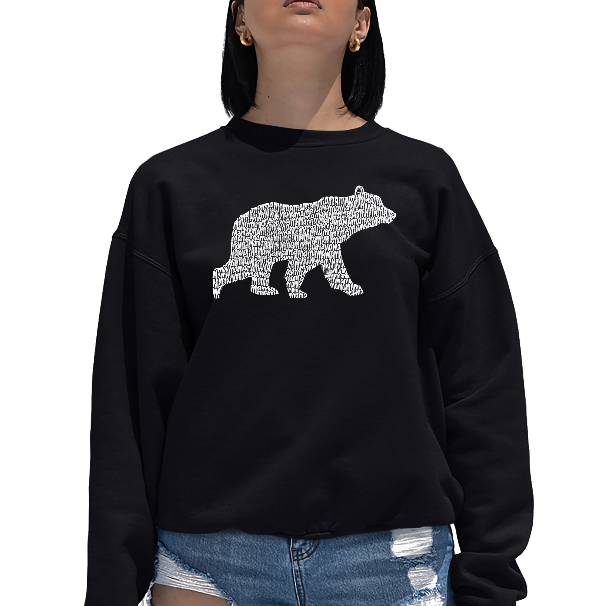 LA Pop Art Mama Bear - Women's Word Crewneck Sweatshirt