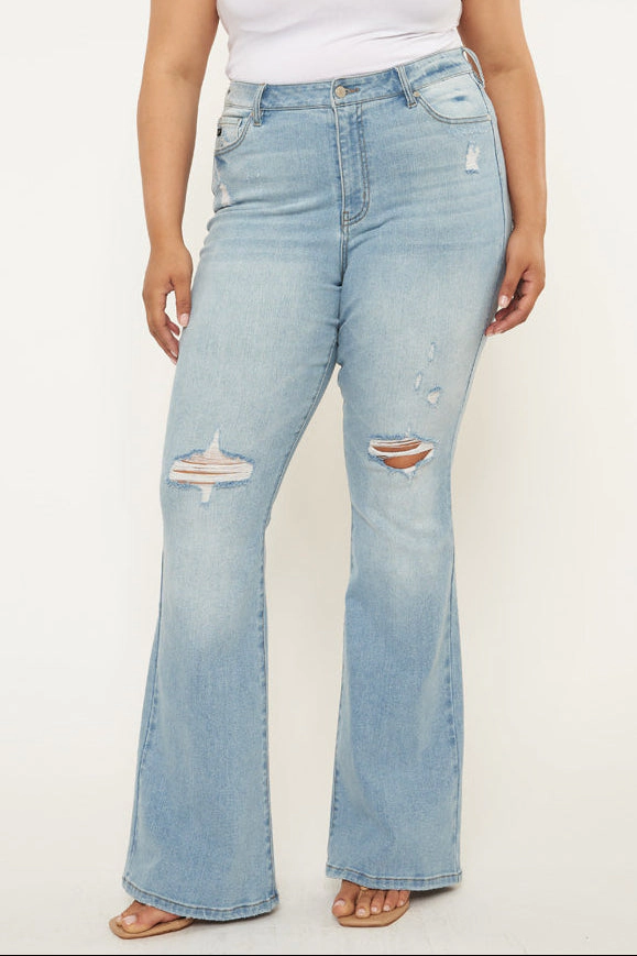 Kancan Women's Plus High Rise Flare Jeans Lori