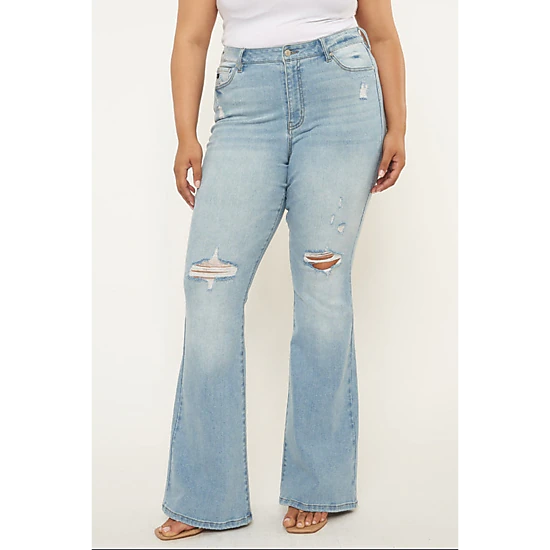 Kancan Women's Plus Size High Rise Flare Jeans Lori