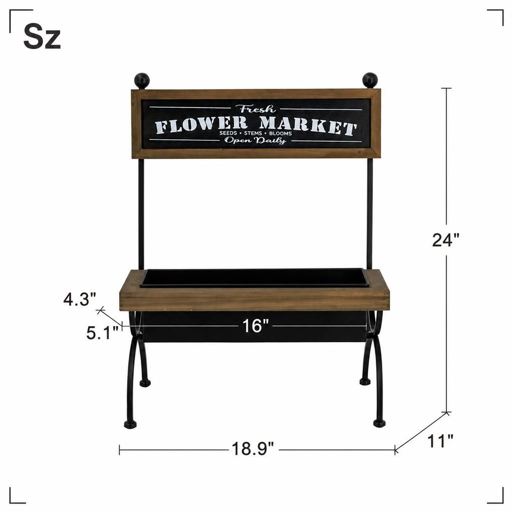 WOW PIONEER Freestanding Tiered Wood Metal Planter Stand for Garden Patio Indoor Outdoor Plant Display