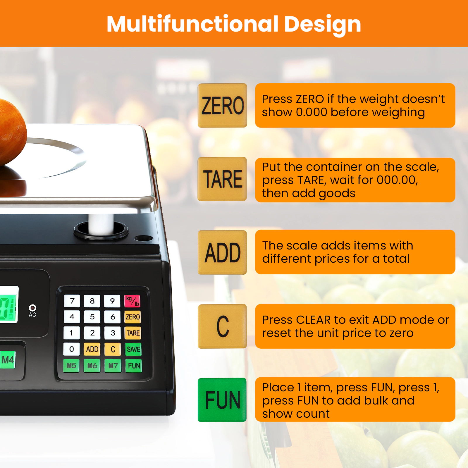 SUGIFT 88 lb Price Computing Scale Black Digital Commercial Food Scale with Counting