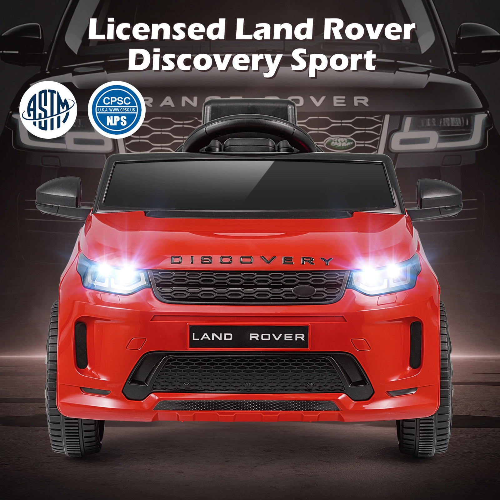 SUGIFT Licensed Land Rover Kids Ride-On Car 12V Battery Powered Electric Car 66-lb Capacity Ages 3+ 38-in Body Red