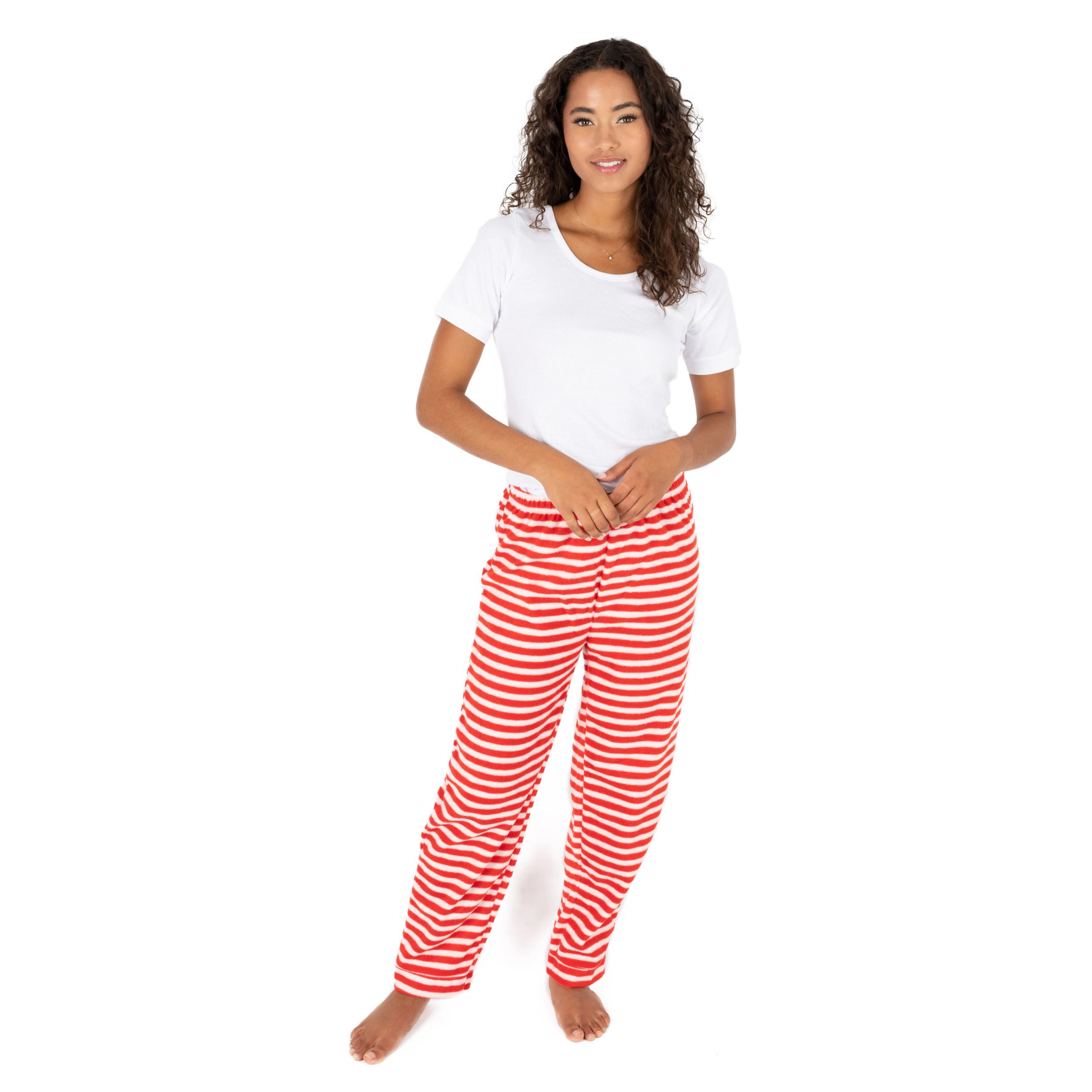 Leveret Women's Holiday Striped Fleece Pants