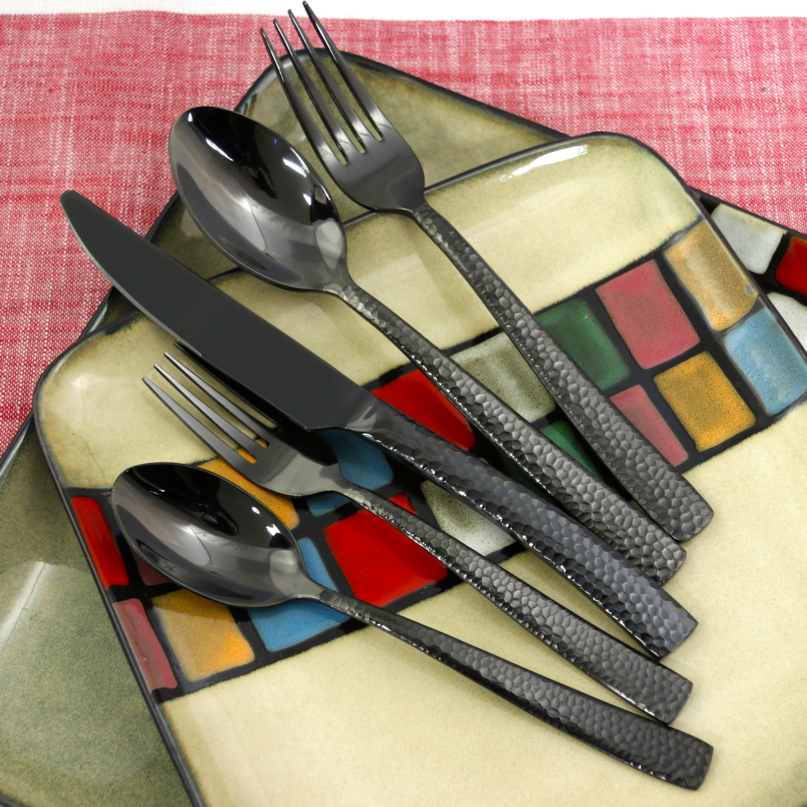 Gibson Elite Stonehenge 20 Piece Flatware Set in Rose Gold