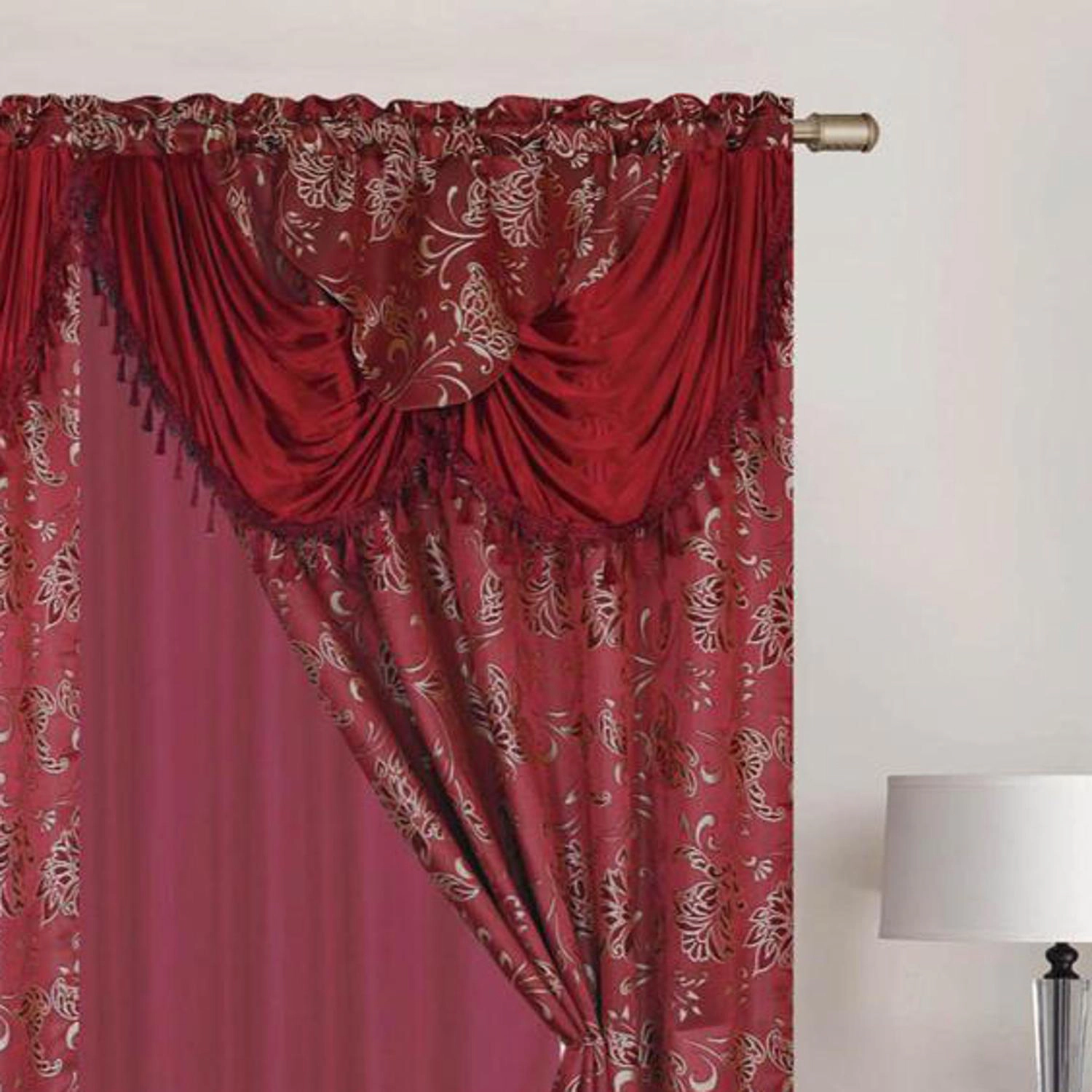 Rt Designers Collection Clayton 2-Piece Double Panel Elegant Thermal Insulated Grommet Curtain Panels 54" X 84" Burgundy