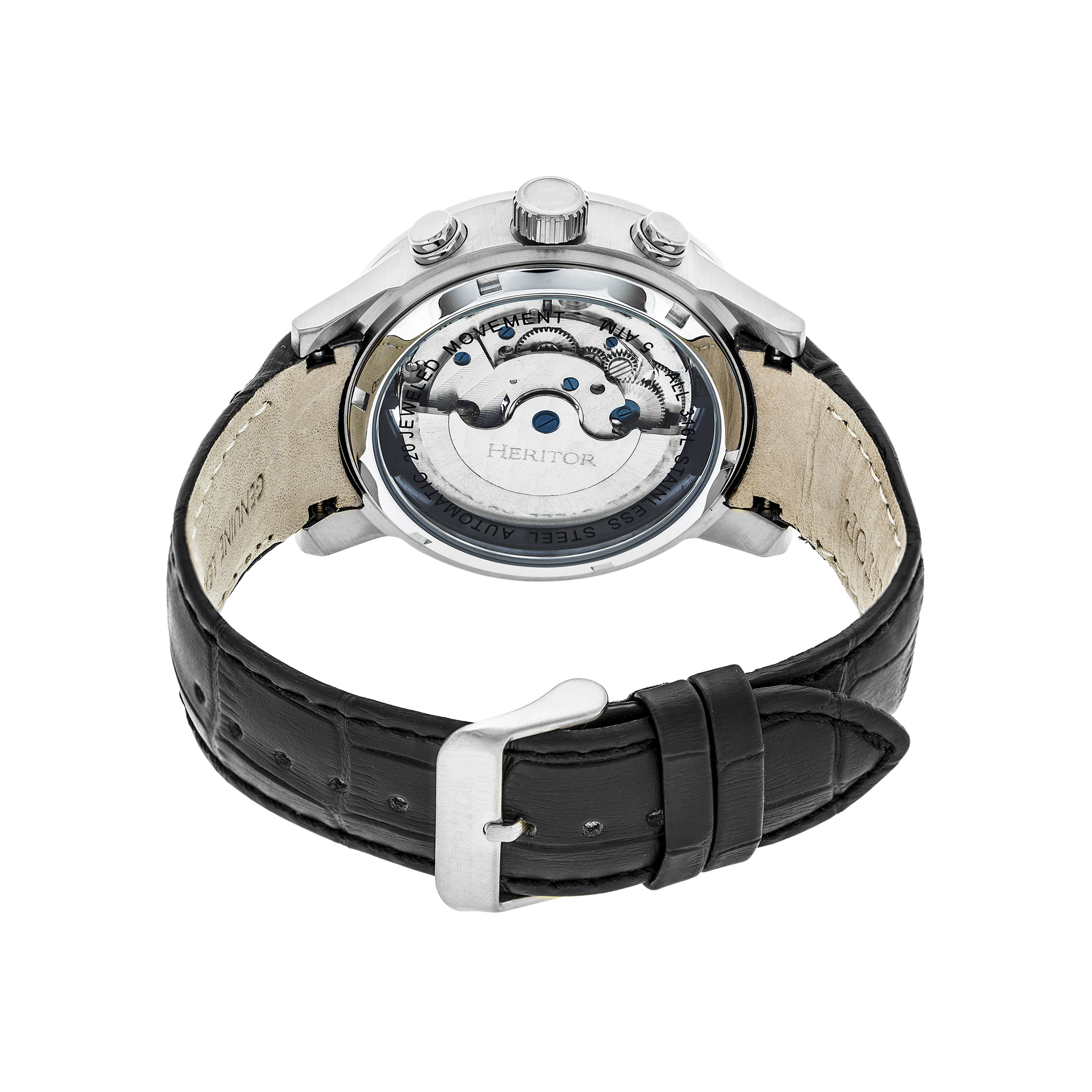 Heritor Automatic Hannibal Semi-Skeleton Leather-Band Watch
