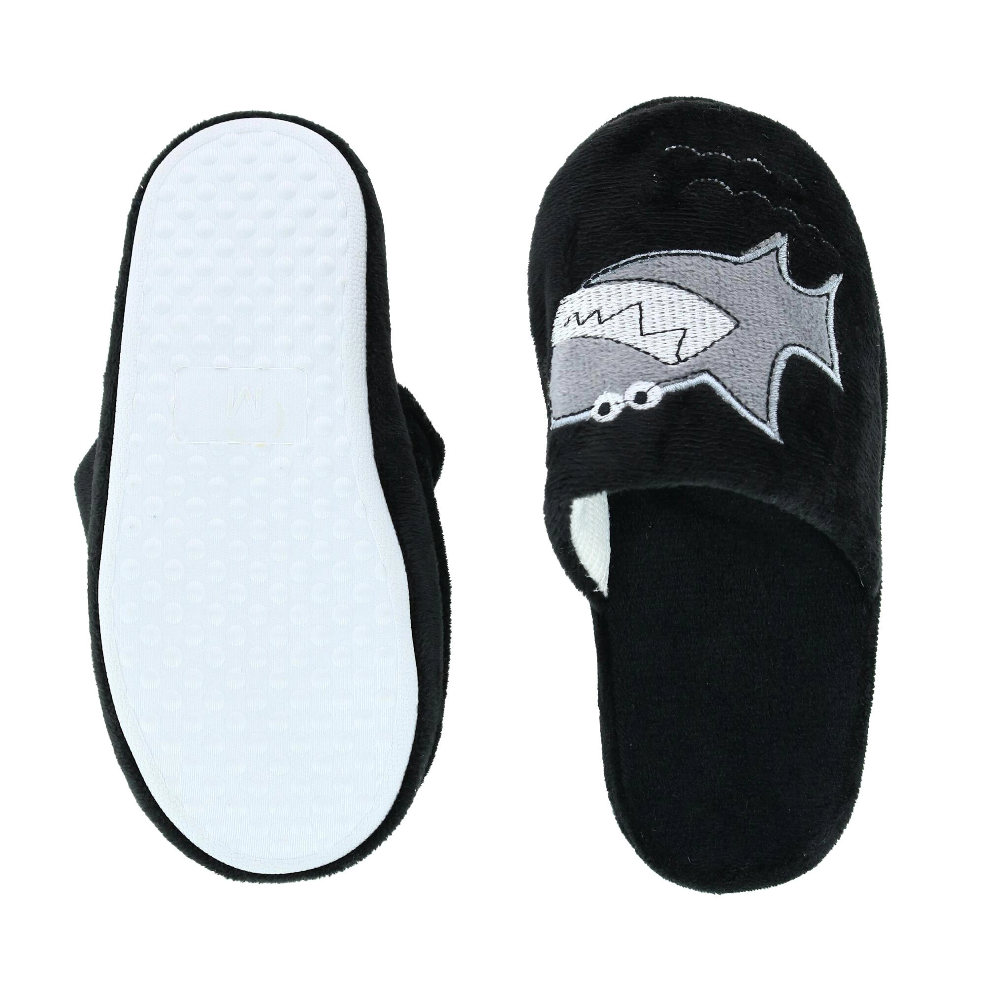CTM Boy's Slide House Slippers with Shark Detail