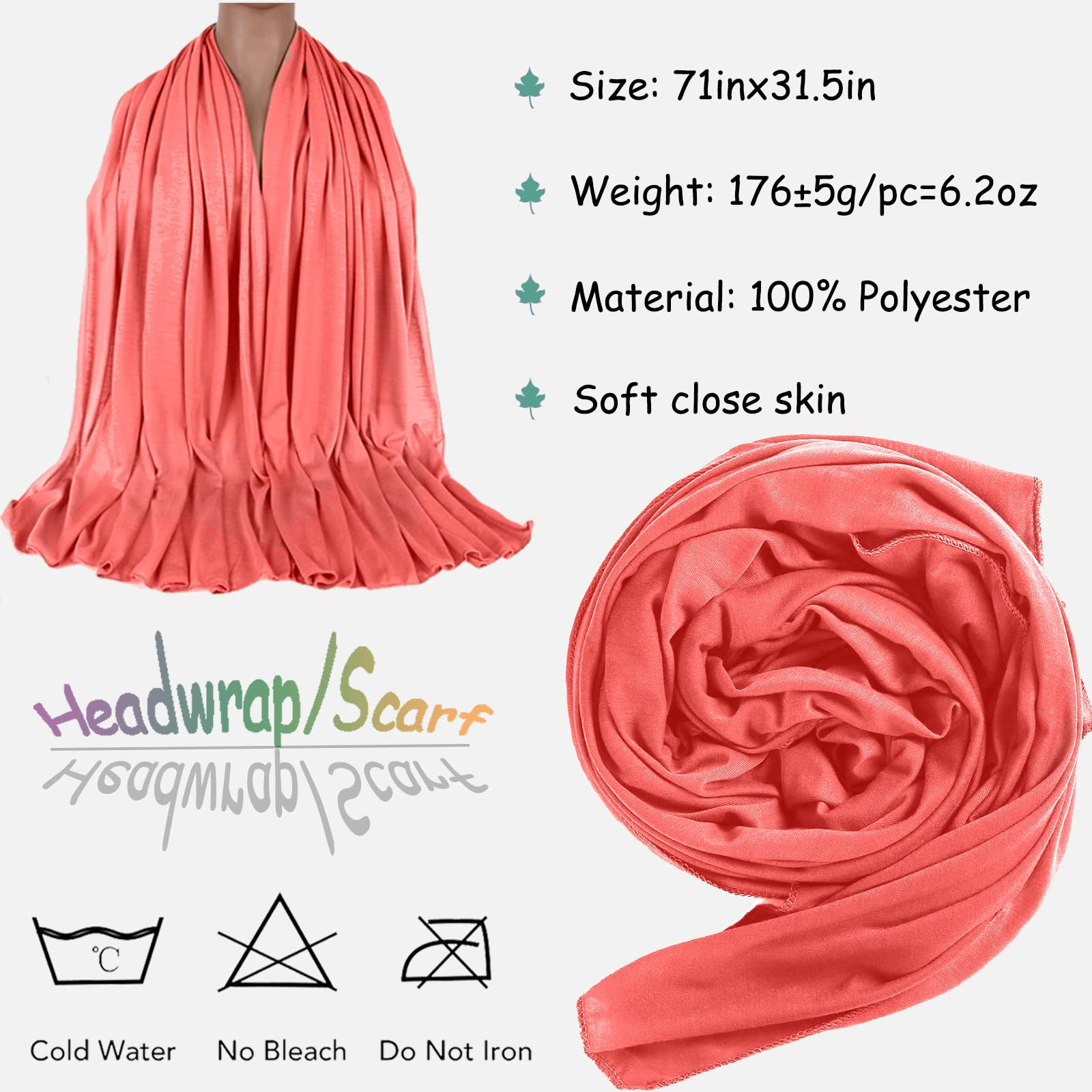 5 Pcs Stretch Jersey Headwrap Scarf Turban for Black Women, Boho Extra Long Soft Breathable Easy Knot Hijab Tie