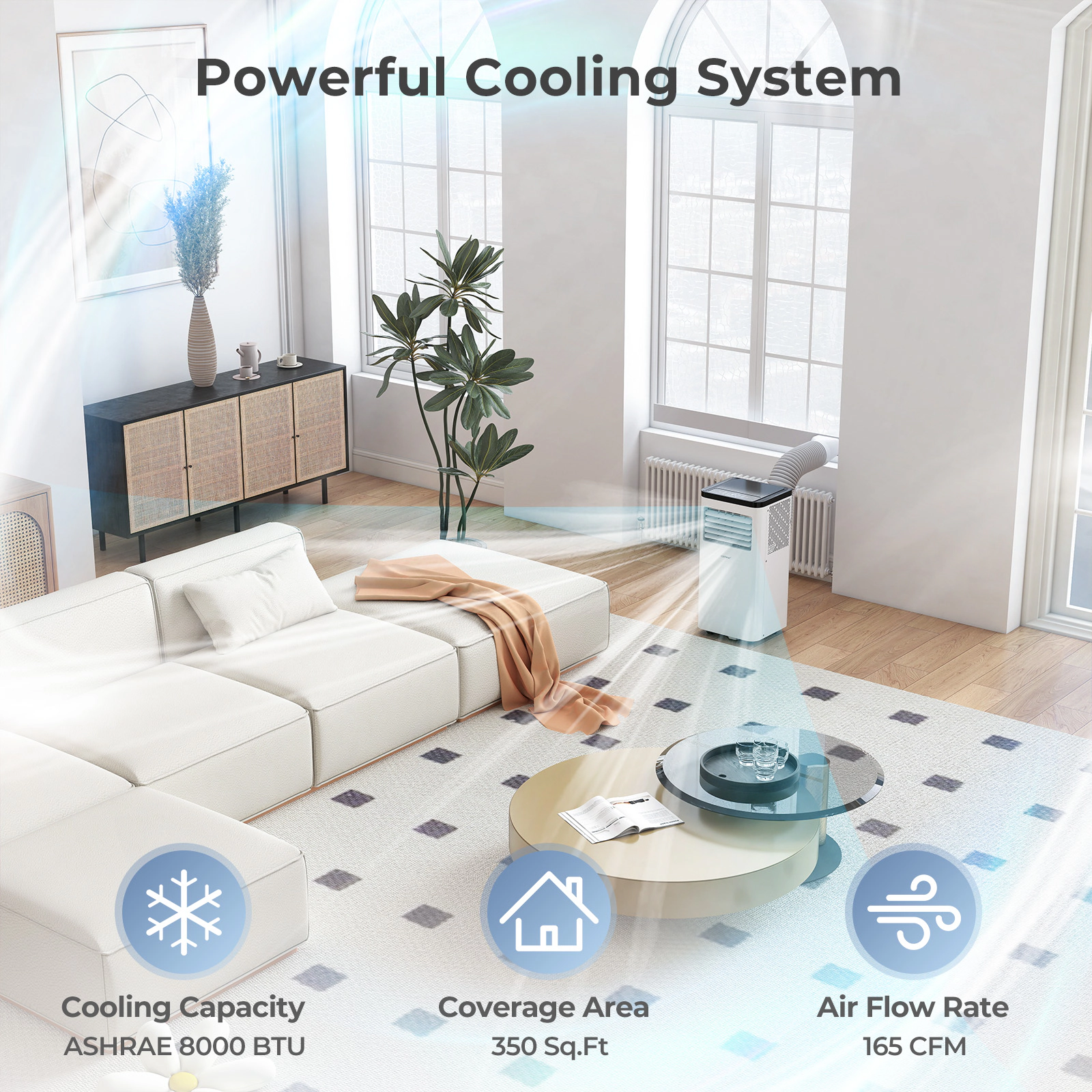 LJG 8000 BTU Portable Air Conditioner 3 in 1 Floor AC Unit