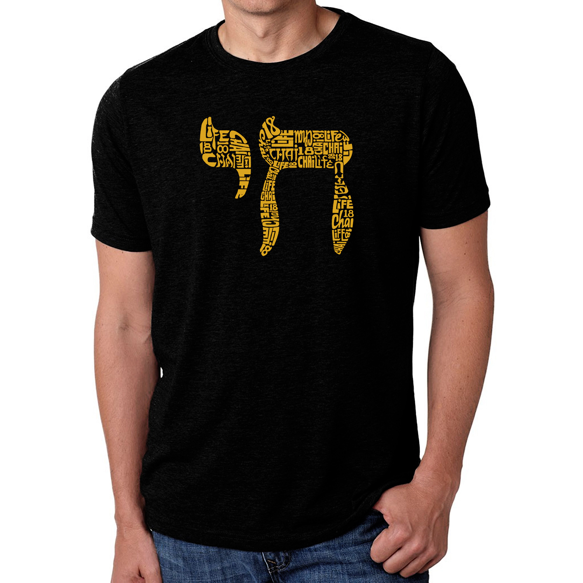 LA Pop Art Men's Cotton-Poly Word T-Shirt - Chai