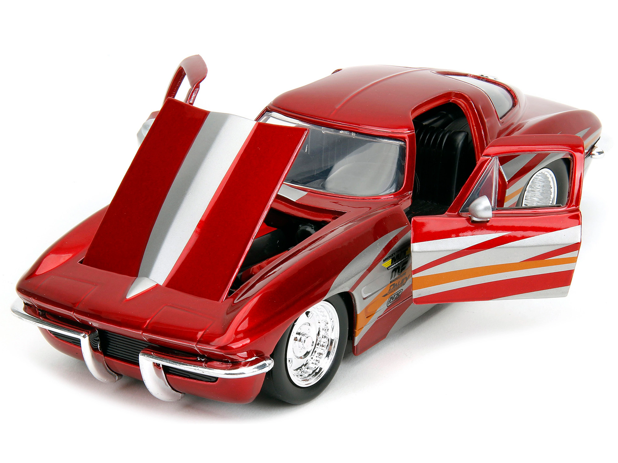 Jada 1963 Chevrolet Corvette Stingray Red Metallic with Silver Graphics "Bigtime Muscle" Series 1/24 Diecast