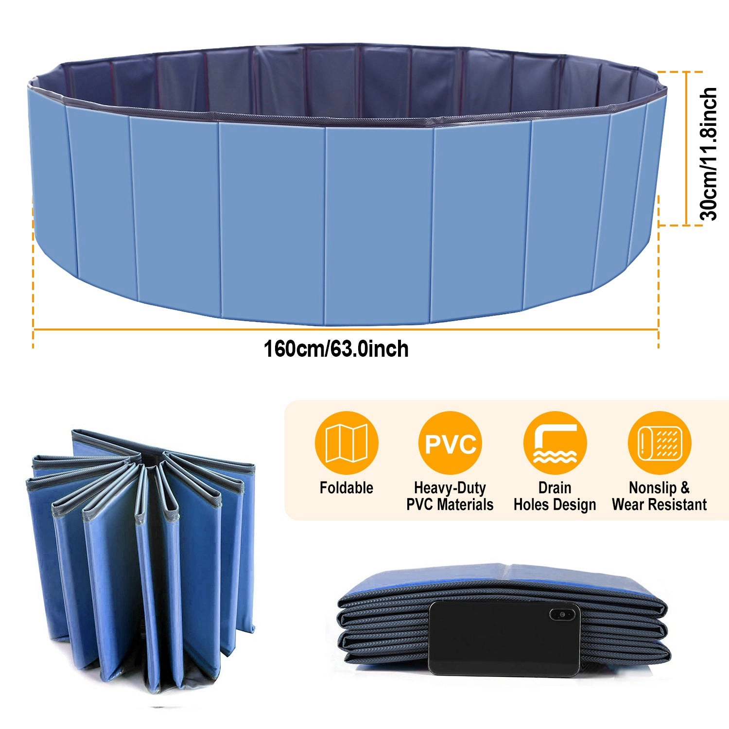 GBruno 63 Inch Foldable Pet Swimming Pool