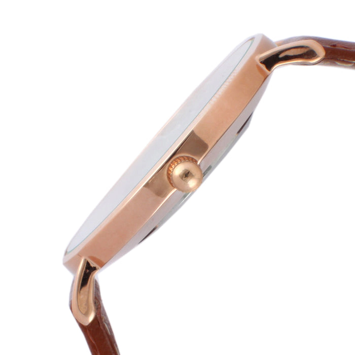 Peugeot Men's 40mm Rose-Gold Super Slim Case Leather Strap Watch