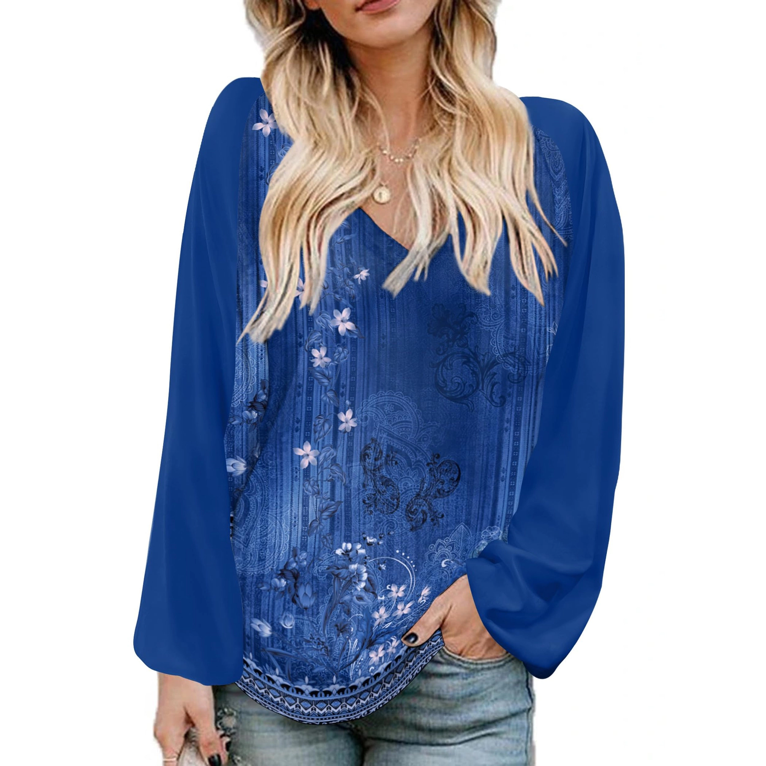 Zeagoo Women Western V Neck Blouse