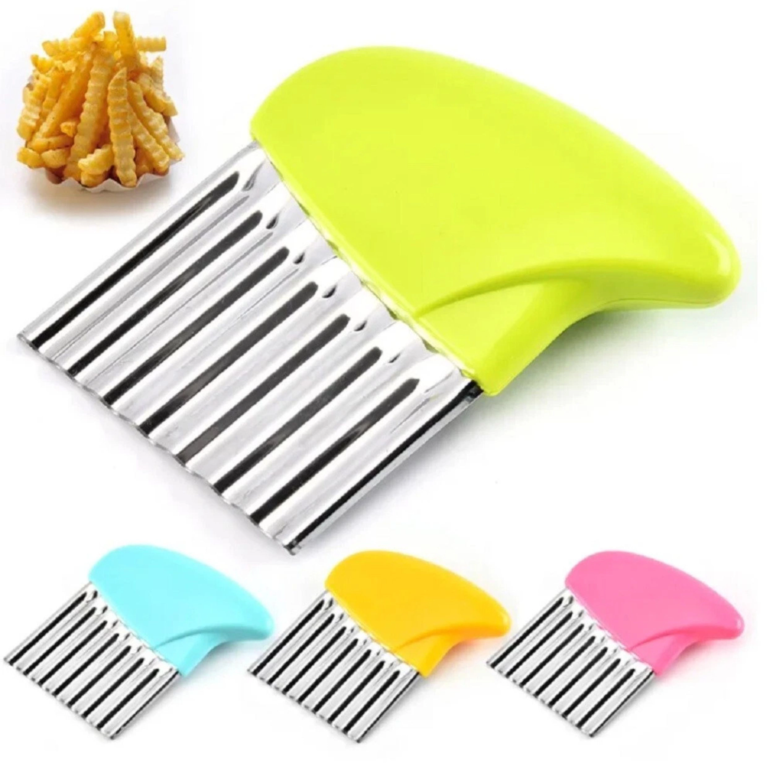 Home Collection Pack of 4 Stainless Steel Crinkle Cutter Wavy Slicer for Fries & Vegetables